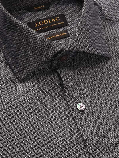 Bruciato Black Solid Single Cuff Classic Fit Semi Formal Dark Two Ply Mercerized Cotton Shirt