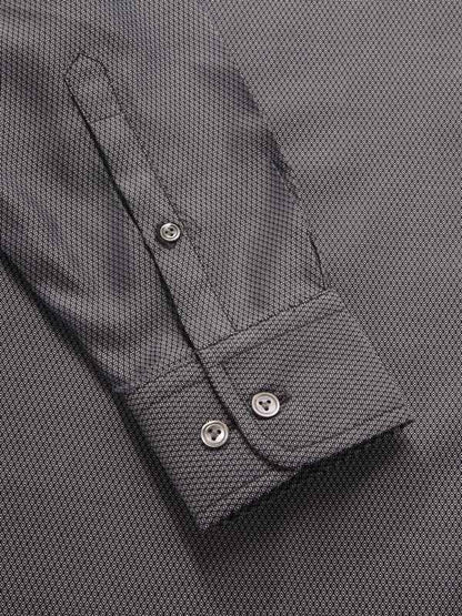 Bruciato Black Solid Single Cuff Classic Fit Semi Formal Dark Two Ply Mercerized Cotton Shirt