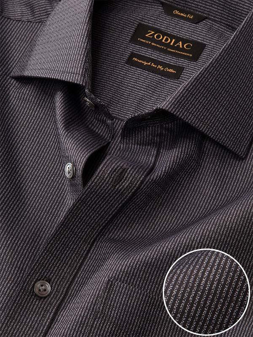 Bruciato Dark Grey Solid Full Sleeve Single Cuff Classic Fit Semi Formal Dark Two Ply Mercerized Cotton Shirt
