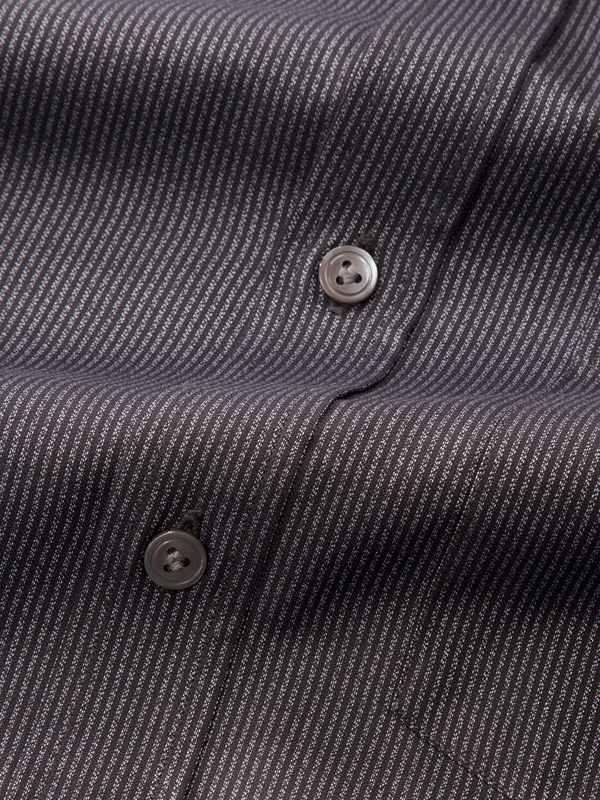 Bruciato Dark Grey Solid Full Sleeve Single Cuff Classic Fit Semi Formal Dark Two Ply Mercerized Cotton Shirt