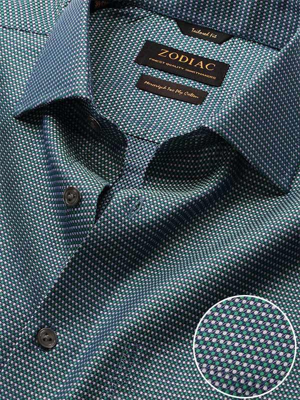 Bruciato Green Solid Full Sleeve Single Cuff Tailored Fit Semi Formal Dark Two Ply Mercerized Cotton Shirt