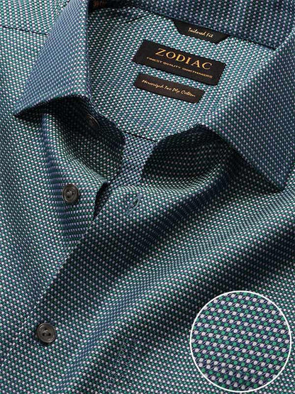 Bruciato Green Solid Full Sleeve Single Cuff Tailored Fit Semi Formal Dark Two Ply Mercerized Cotton Shirt