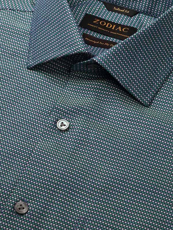 Bruciato Green Solid Full Sleeve Single Cuff Tailored Fit Semi Formal Dark Two Ply Mercerized Cotton Shirt