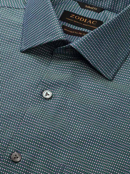 Bruciato Green Solid Full Sleeve Single Cuff Tailored Fit Semi Formal Dark Two Ply Mercerized Cotton Shirt