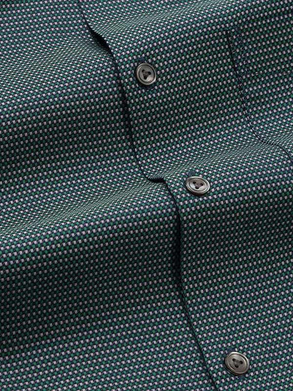 Bruciato Green Solid Full Sleeve Single Cuff Tailored Fit Semi Formal Dark Two Ply Mercerized Cotton Shirt