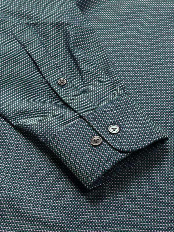 Bruciato Green Solid Full Sleeve Single Cuff Tailored Fit Semi Formal Dark Two Ply Mercerized Cotton Shirt