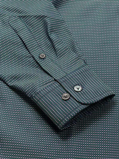 Bruciato Green Solid Full Sleeve Single Cuff Tailored Fit Semi Formal Dark Two Ply Mercerized Cotton Shirt