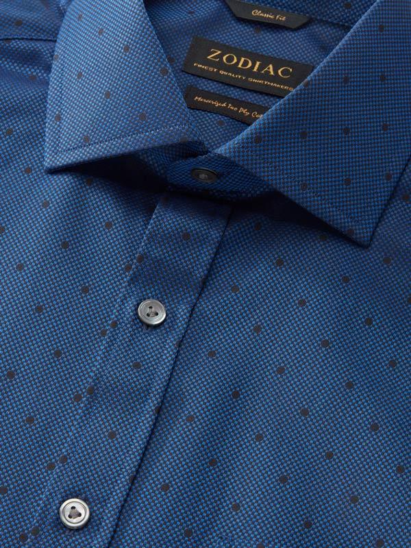 Bruciato Navy Solid Full Sleeve Single Cuff Classic Fit Semi Formal Dark Two Ply Mercerized Cotton Shirt