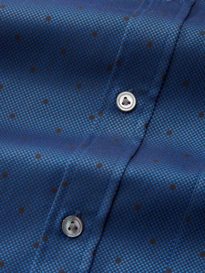 Bruciato Navy Solid Full Sleeve Single Cuff Classic Fit Semi Formal Dark Two Ply Mercerized Cotton Shirt