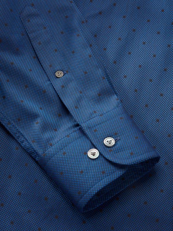 Bruciato Navy Solid Full Sleeve Single Cuff Classic Fit Semi Formal Dark Two Ply Mercerized Cotton Shirt