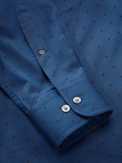 Bruciato Navy Solid Full Sleeve Single Cuff Classic Fit Semi Formal Dark Two Ply Mercerized Cotton Shirt