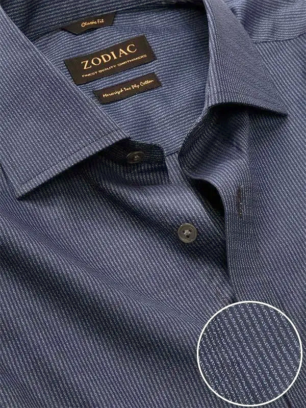 Bruciato Navy Solid Single Cuff Classic Fit Semi Formal Dark Two Ply Mercerized Cotton Shirt