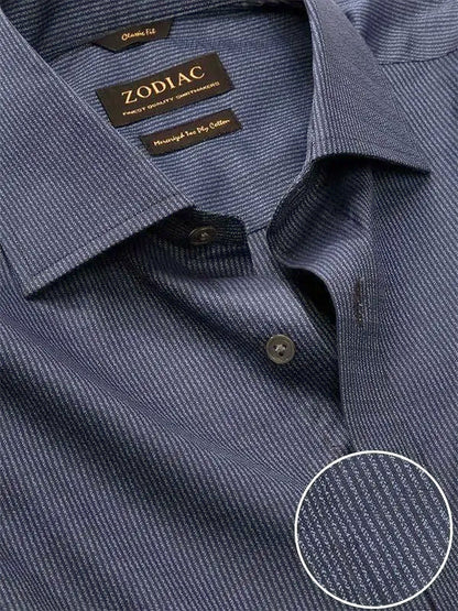 Bruciato Navy Solid Single Cuff Classic Fit Semi Formal Dark Two Ply Mercerized Cotton Shirt