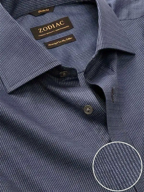 Bruciato Navy Solid Single Cuff Classic Fit Semi Formal Dark Two Ply Mercerized Cotton Shirt