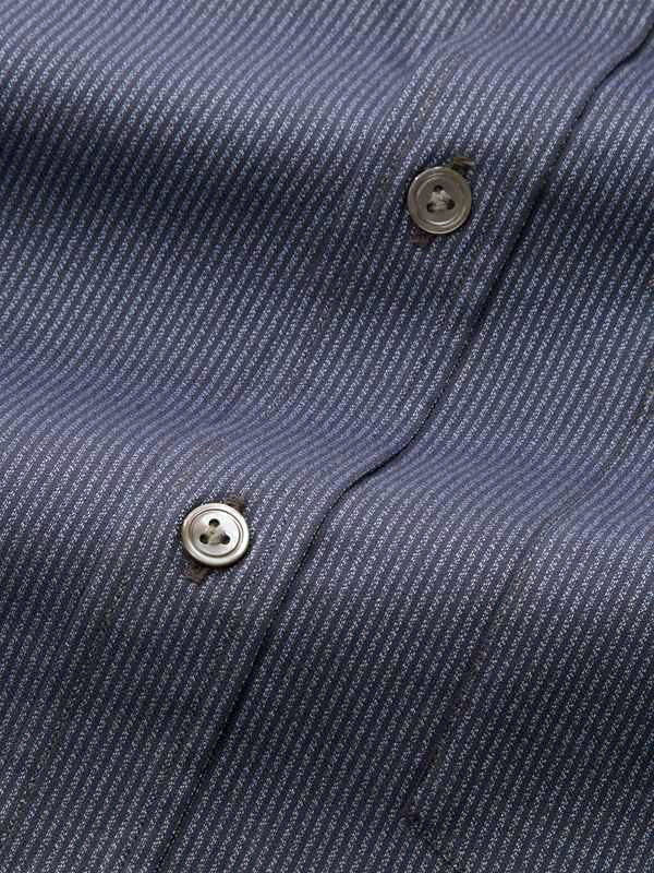 Bruciato Navy Solid Single Cuff Classic Fit Semi Formal Dark Two Ply Mercerized Cotton Shirt