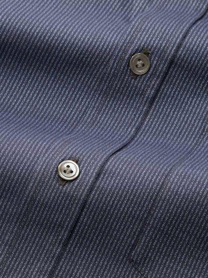 Bruciato Navy Solid Single Cuff Classic Fit Semi Formal Dark Two Ply Mercerized Cotton Shirt