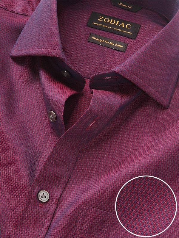 Bruciato Red Solid Full Sleeve Single Cuff Classic Fit Semi Formal Dark Two Ply Mercerized Cotton Shirt
