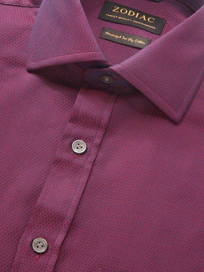 Bruciato Red Solid Full Sleeve Single Cuff Classic Fit Semi Formal Dark Two Ply Mercerized Cotton Shirt