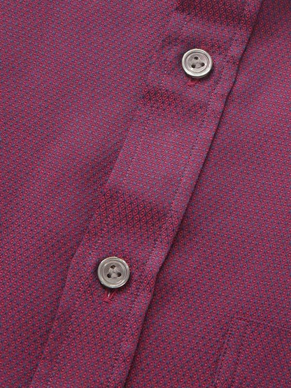 Bruciato Red Solid Full Sleeve Single Cuff Classic Fit Semi Formal Dark Two Ply Mercerized Cotton Shirt
