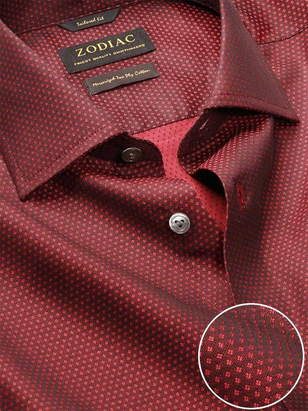 Bruciato Red Solid Full Sleeve Single Cuff Tailored Fit Semi Formal Dark Two Ply Mercerized Cotton Shirt