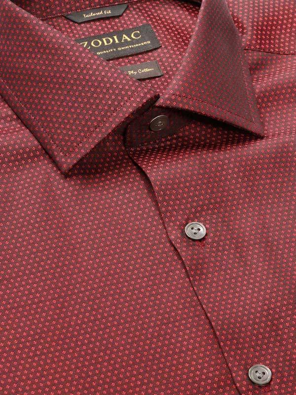 Bruciato Red Solid Full Sleeve Single Cuff Tailored Fit Semi Formal Dark Two Ply Mercerized Cotton Shirt