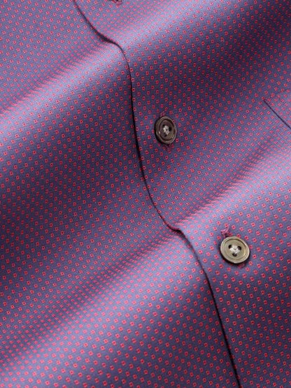 Bruciato Red Solid Full Sleeve Single Cuff Tailored Fit Semi Formal Dark Two Ply Mercerized Cotton Shirt