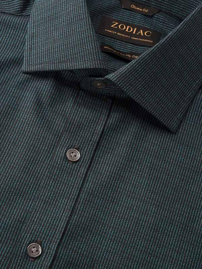 Bruciato Teal Solid Full Sleeve Single Cuff Classic Fit Semi Formal Dark Two Ply Mercerized Cotton Shirt