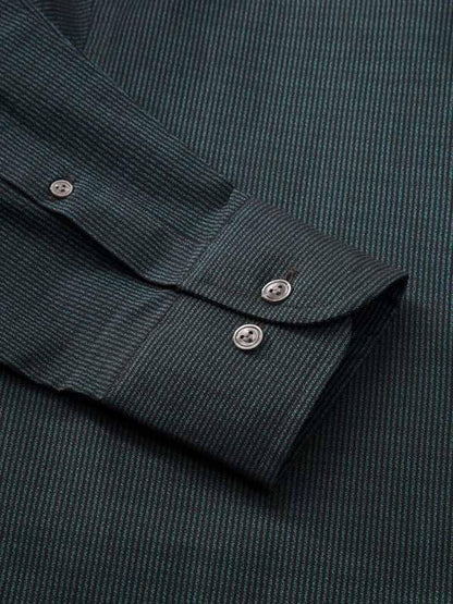 Bruciato Teal Solid Full Sleeve Single Cuff Classic Fit Semi Formal Dark Two Ply Mercerized Cotton Shirt