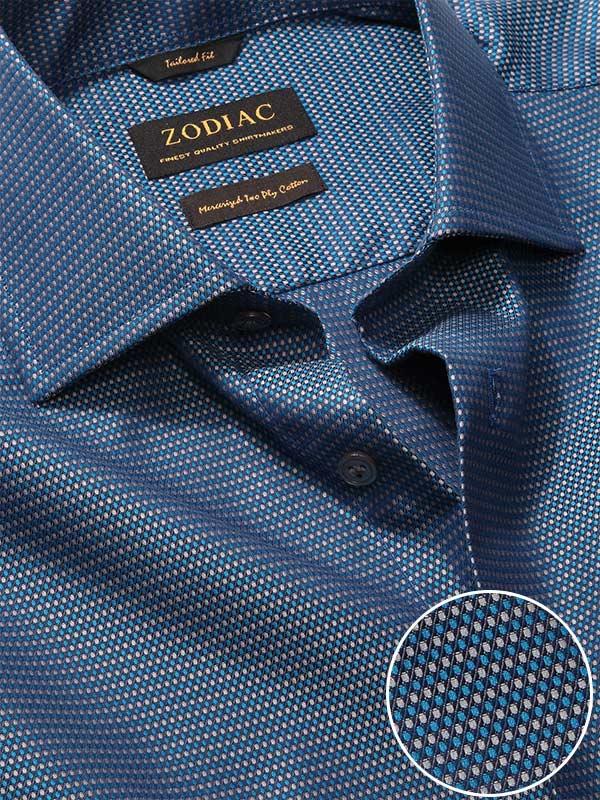 Bruciato Teal Solid Full Sleeve Single Cuff Tailored Fit Semi Formal Dark Two Ply Mercerized Cotton Shirt