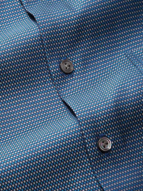 Bruciato Teal Solid Full Sleeve Single Cuff Tailored Fit Semi Formal Dark Two Ply Mercerized Cotton Shirt