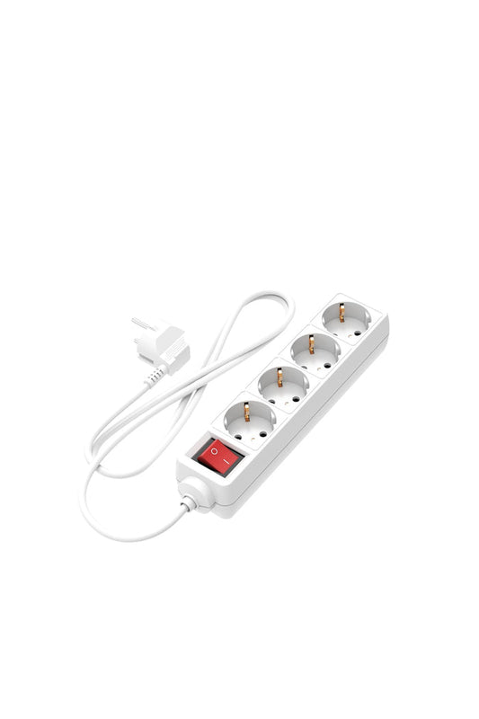 Calex Receptacle - 4-way - Switch - White - 1.4m cable