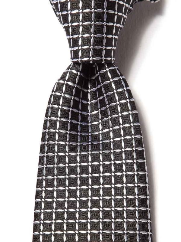 Campania Structure Black & White Silk Tie