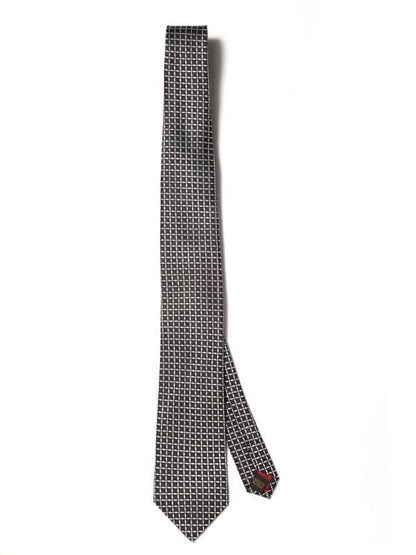 Campania Structure Black & White Silk Tie