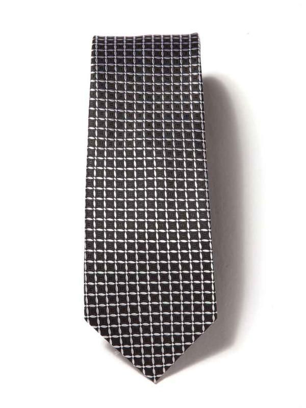 Campania Structure Black & White Silk Tie