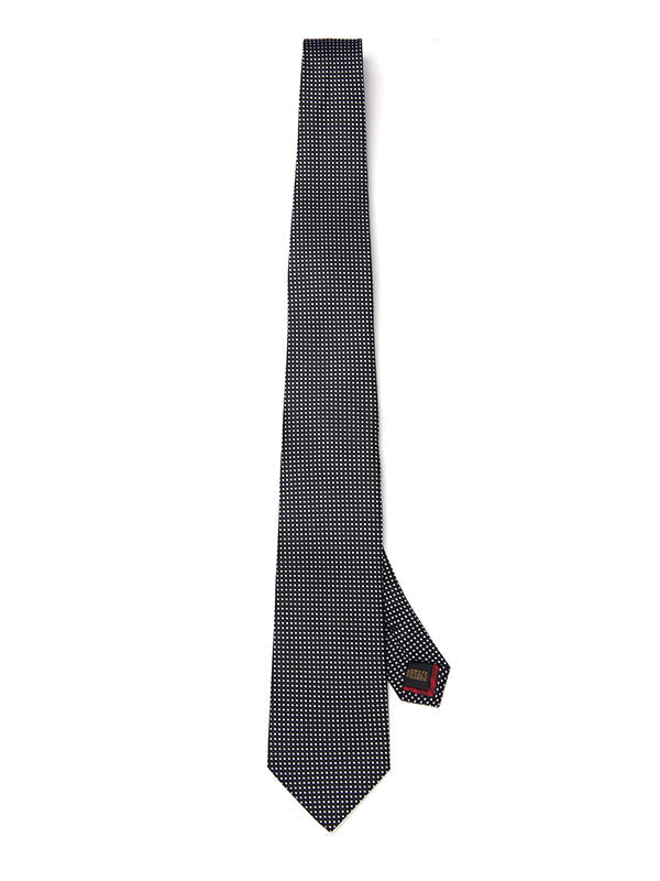 Campania Structure Black & White Silk Tie