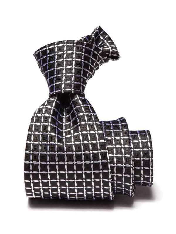 Campania Structure Black & White Silk Tie
