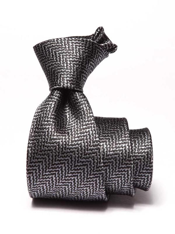 Campania Structure Dark Black Silk Tie