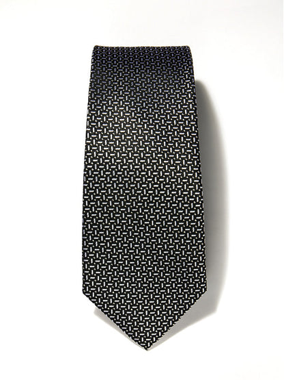 Campania Structure Solid Black & White Silk Tie