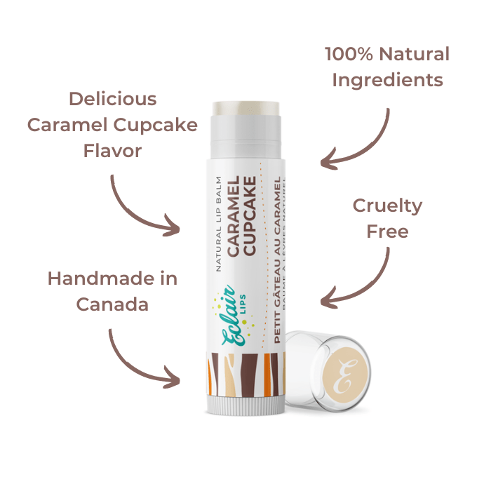 Eclair Caramel Cupcake lip balm, natural ingredients, cruelty-free