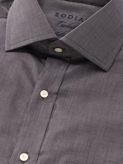 Carletti  Grey Solid Full Sleeve Single Cuff Classic Fit  Semi Formal Dark  Italian 100's Cotton Shirt