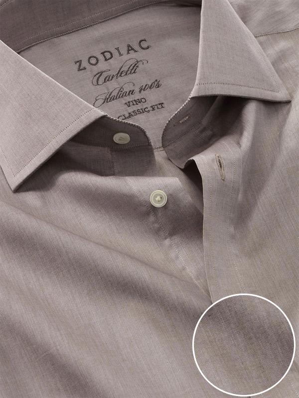 Carletti Light Grey Solid Full Sleeve Single Cuff Classic Fit Classic Formal Italian 100’s Cotton Shirt