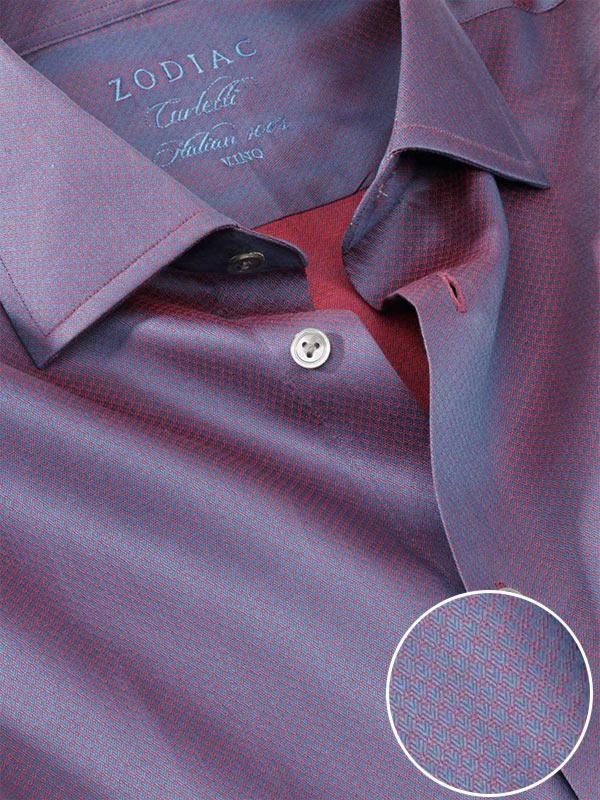 Carletti Maroon Solid Full Sleeve Single Cuff Tailored Fit  Semi Formal Dark  Italian 100's Cotton Shirt