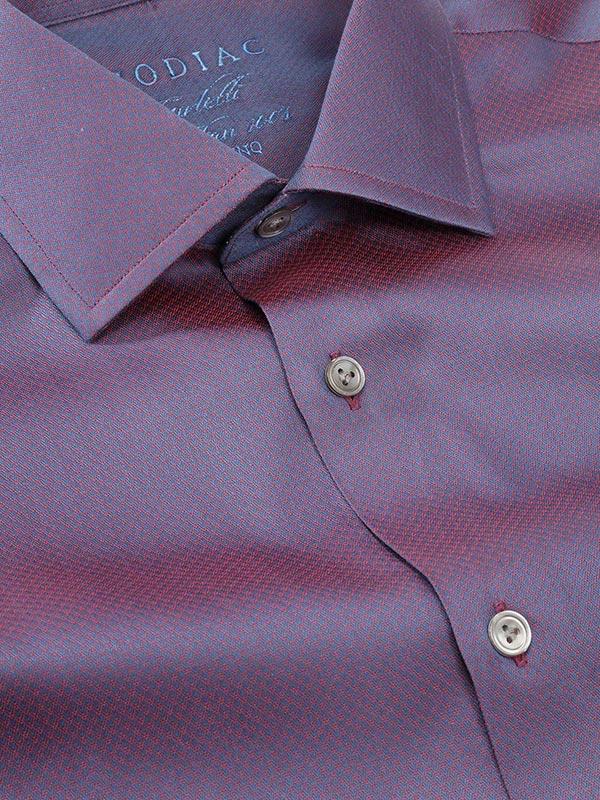 Carletti Maroon Solid Full Sleeve Single Cuff Tailored Fit  Semi Formal Dark  Italian 100's Cotton Shirt