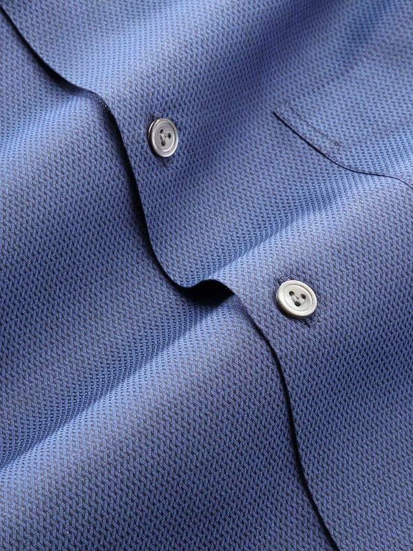 Carletti Navy Solid Full Sleeve Single Cuff Tailored Fit  Semi Formal Dark  Italian 100's Cotton Shirt