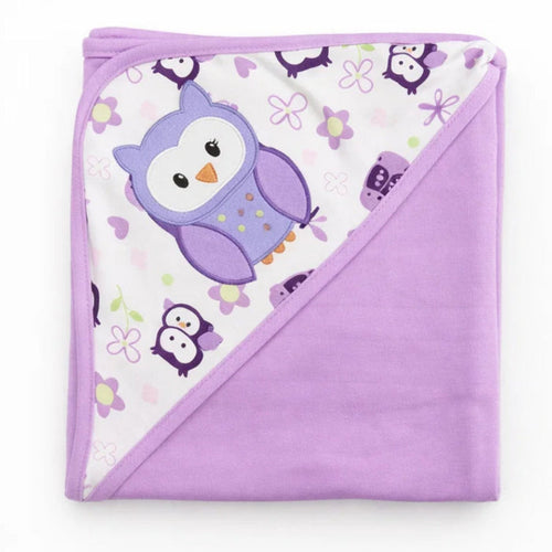 Carte - Hooded Cotton Wrap - Purple - Owl