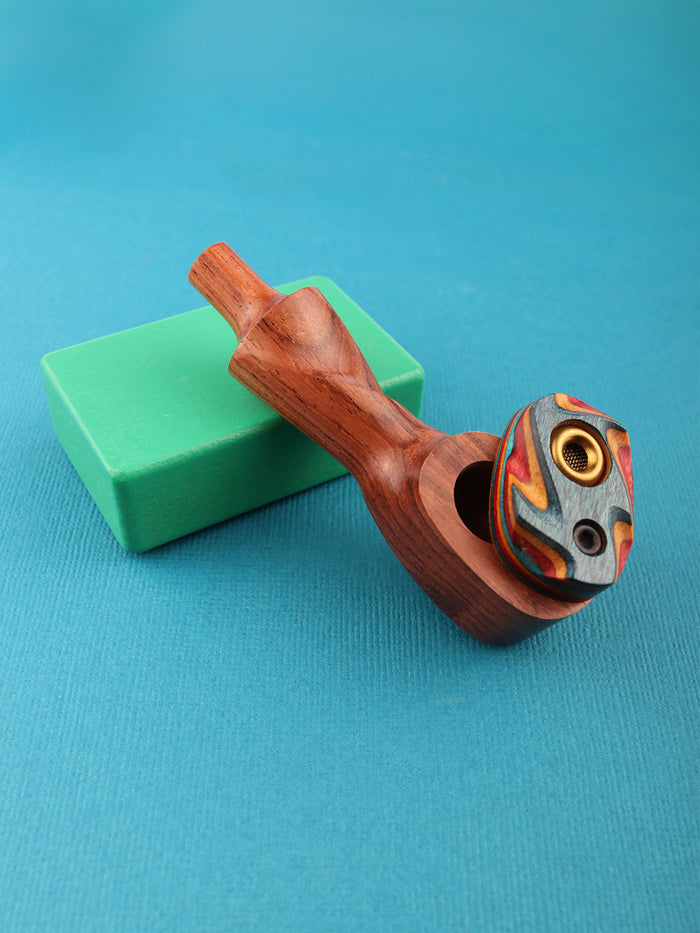 Carved Cap Wood Pipe | One Colour-Image 1