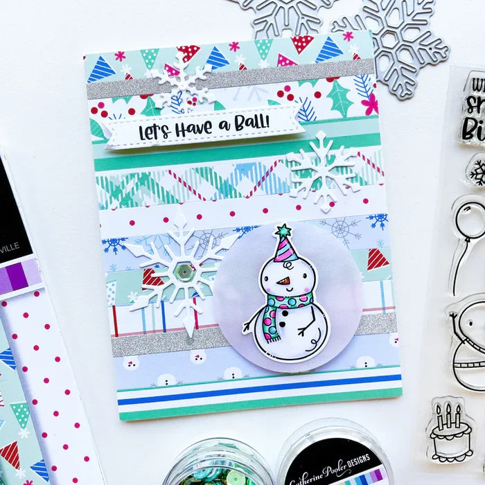 Catherine Pooler - Dies - Snow Many Flakes. You can never have too many snowflakes. So bring on the Snow Many Flakes Dies! This set of 5 graduated size snowflake dies will give you lots of options to layer on the snow! Available at Embellish Away located in Bowmanville Ontario Canada. Card by brand ambassador.