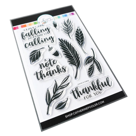 Catherine Pooler - Stamp And Die Set - Autumn is Calling. This set will work perfectly with all the cards you make as leaves start to fall and the weather starts to turn. Use the many different leaves for all your fall themed cards. Available at Embellish Away located in Bowmanville Ontario Canada.