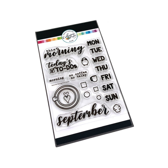 Catherine Pooler -  Stamp Set - September Mornings. The September Mornings 3x4 Stamp Set is ready to tackle your list of to-do's for a productive day, every day! Available at Embellish Away located in Bowmanville Ontario Canada.