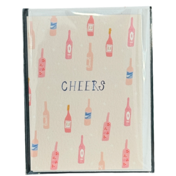 petite cheers card, mini gift card, Mr. Boddington stationery, cheers darlings card, NYC hand drawn cards, 2x3 enclosure card, elegant small greeting card, tiny celebration card, chic gift topper card, party favor card